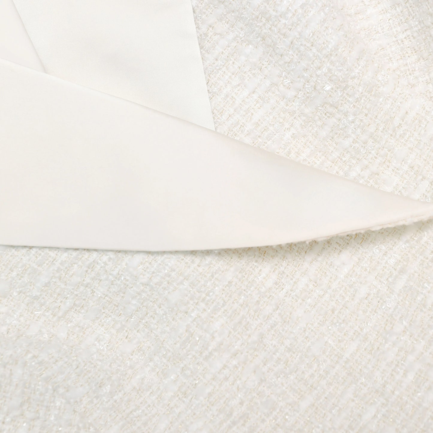 Cream Tailored Boucle Chiffon Maxi Dress