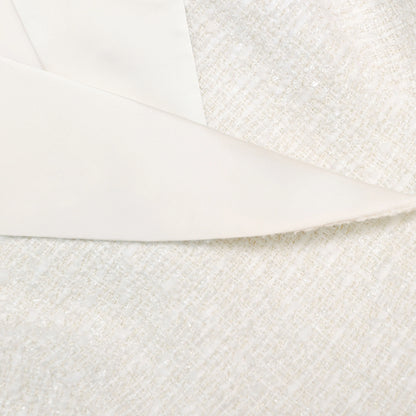 Cream Tailored Boucle Chiffon Maxi Dress