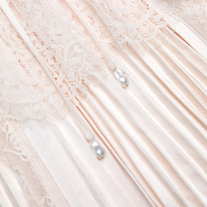 Blush Satin Lace Midi Dress