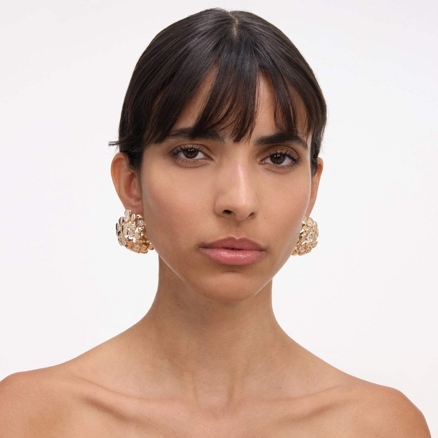 Gold Flower Cluster Earrings