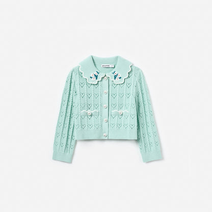Mint Heart Knit Cardigan