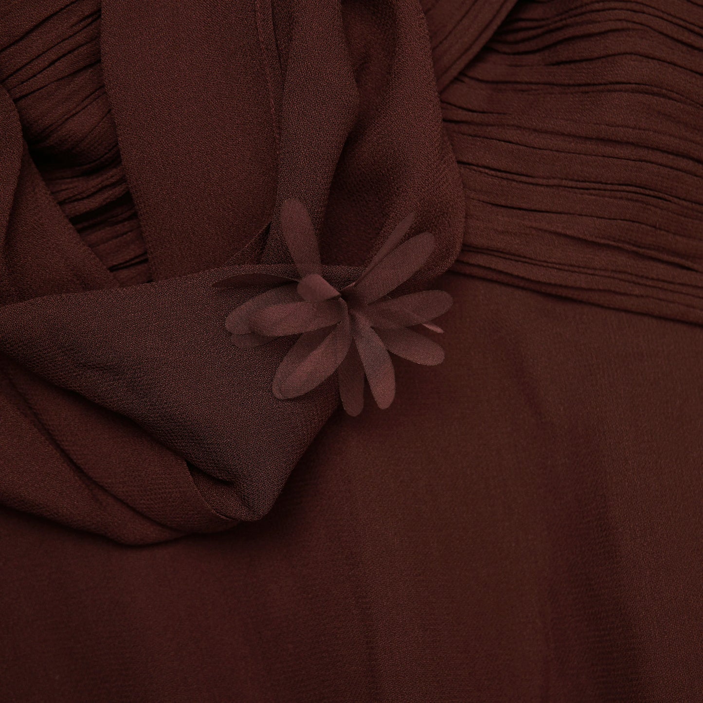 Brown Georgette Flower Maxi Dress
