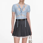 Grey Pleated Mini Skirt