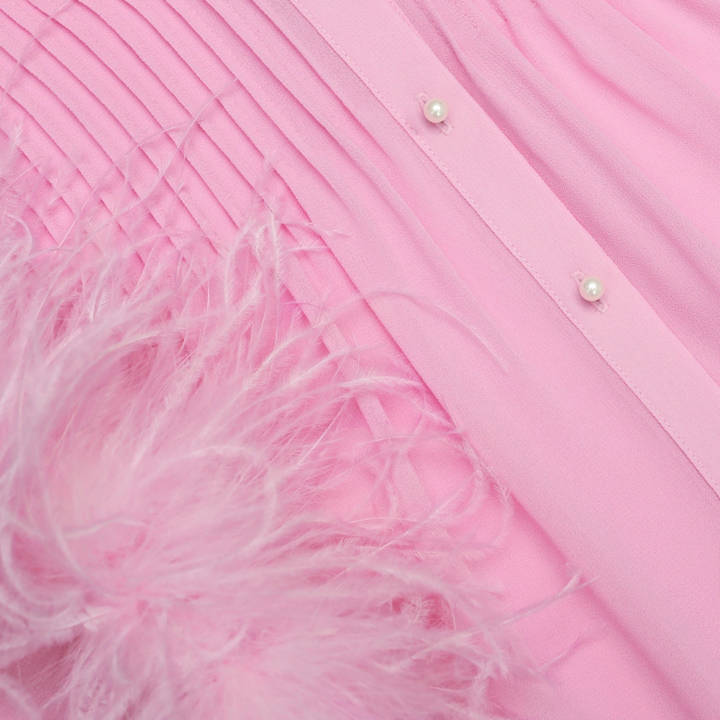 Pink Georgette Feather Cuff Maxi Dress