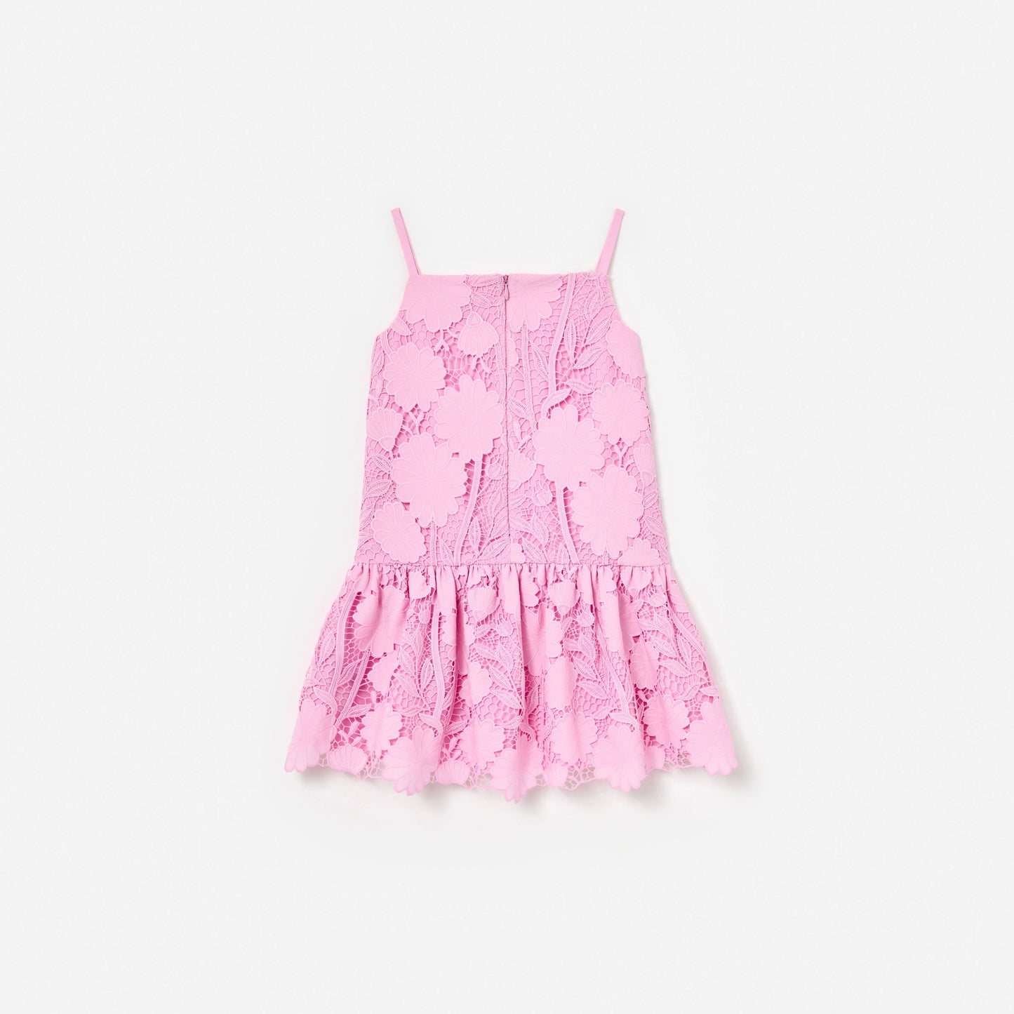 Pink Sleeveless Flower Lace Dress