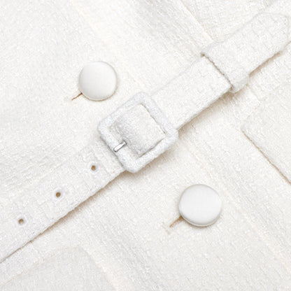 Cream Boucle Tailored Mini Dress