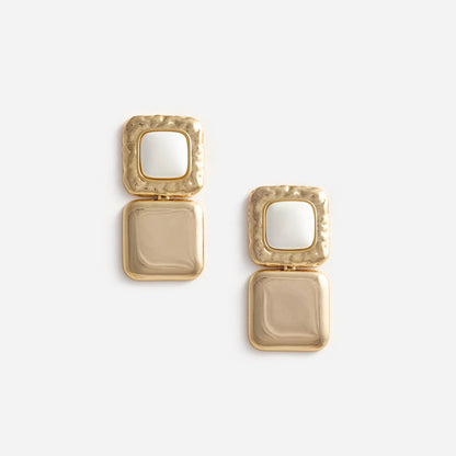 Mottled Gold Pearl Tiered Earrings
