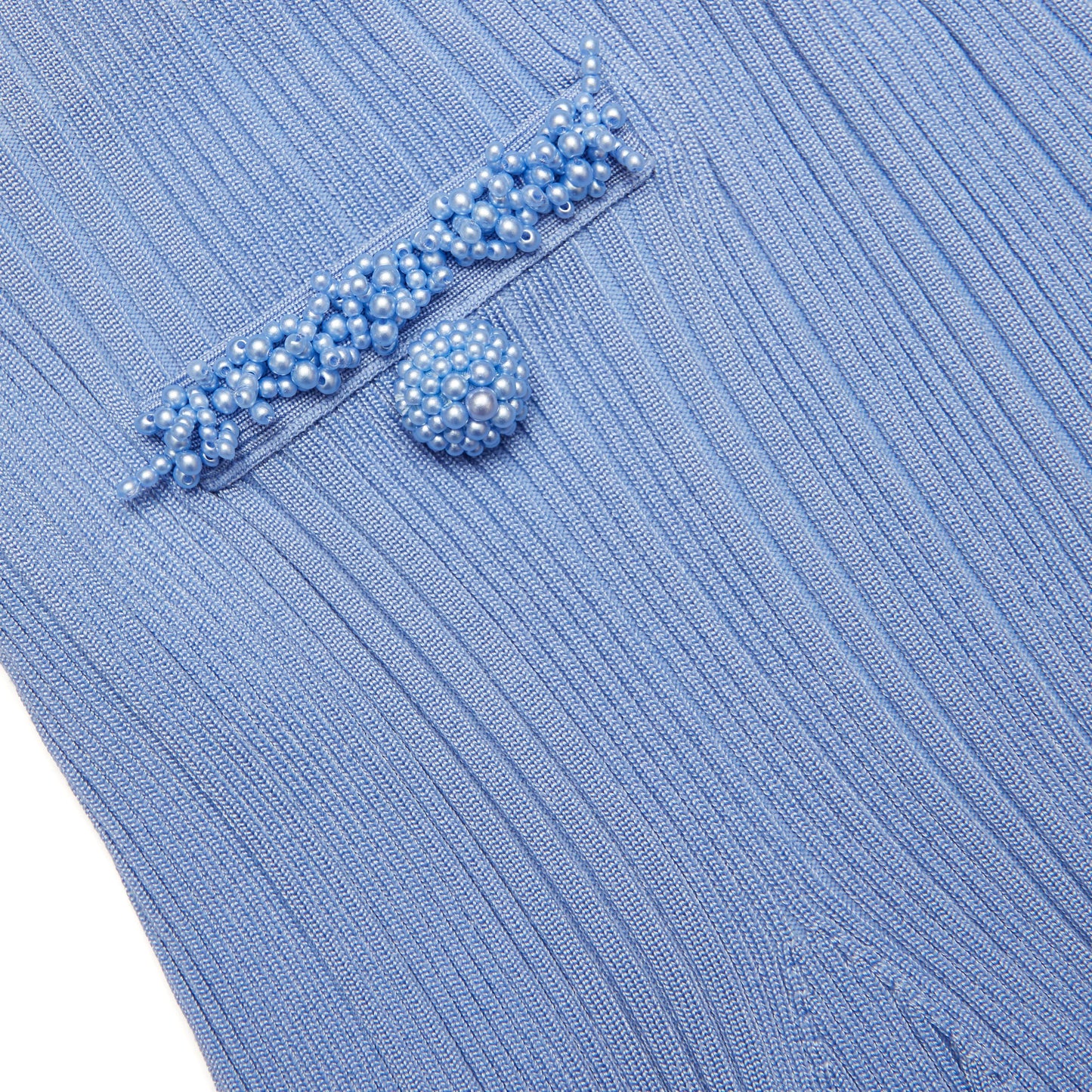 Blue Pearl Trim Knit Mini Skirt