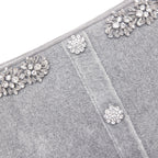 Grey Chenille Knit Crystal Trim Top