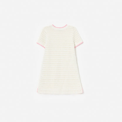 Cream Knit Flower Hem Mini Dress
