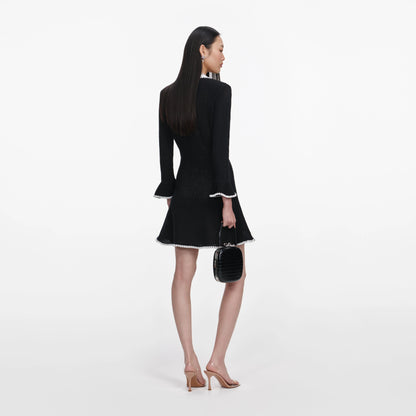 Black Lace Trim Knit Mini Dress