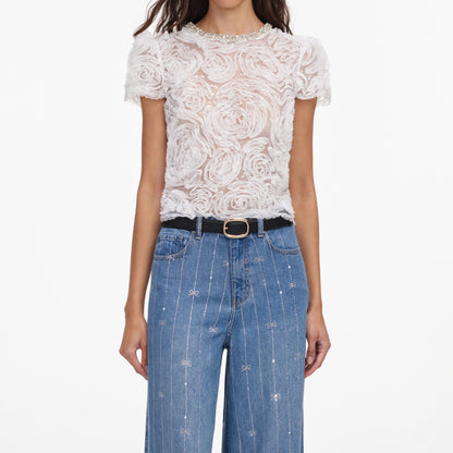 Light Blue Rhinestone Stripe Denim Jeans