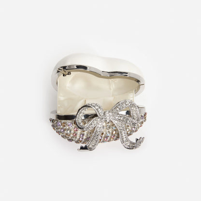 Multi Crystal Heart Clutch Bag