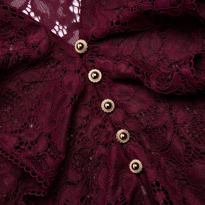 Plum Lace Ruffle Top