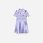 Lilac Pleated Pointelle Knit Dress