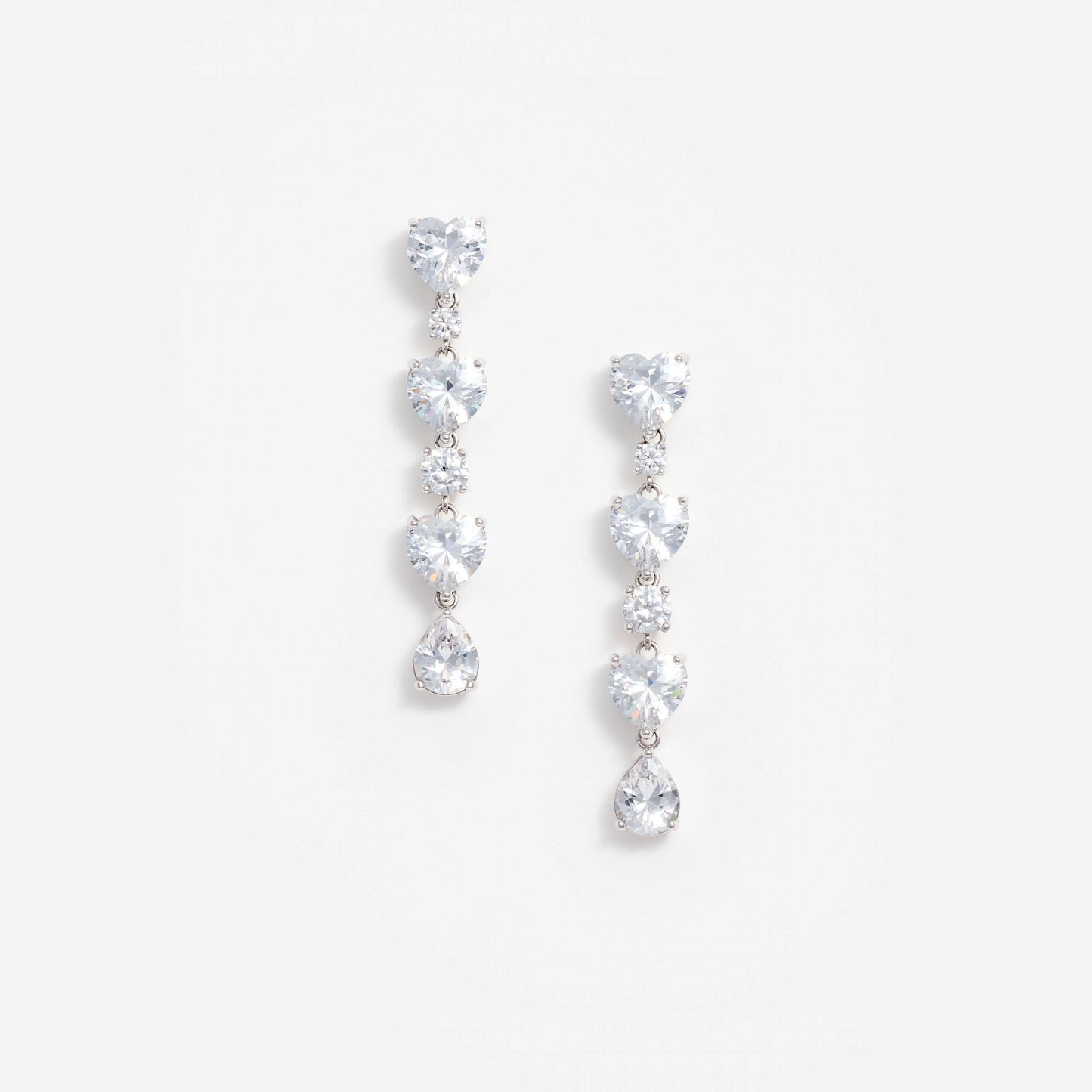 Crystal Heart Tiered Earrings