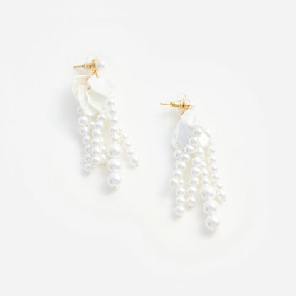 Pearl Petal Dangle Earrings