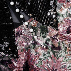 Floral Sequin Lace Trim Mini Dress