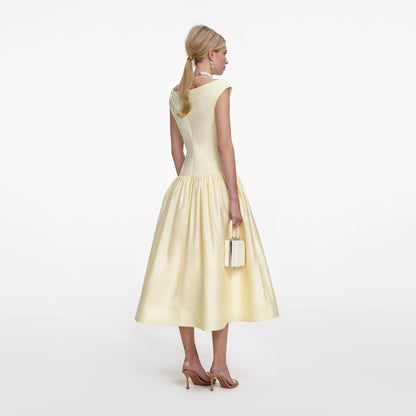 Yellow Cotton Midi Dress