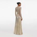 Gold Lurex Ribbed Knit Maxi Dress