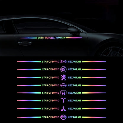 Car logo colorful stickers, car color-changing laser reflective car stickers, personalized A-pillar car door and hood stickers.