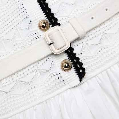 White Knit Linen Midi Dress