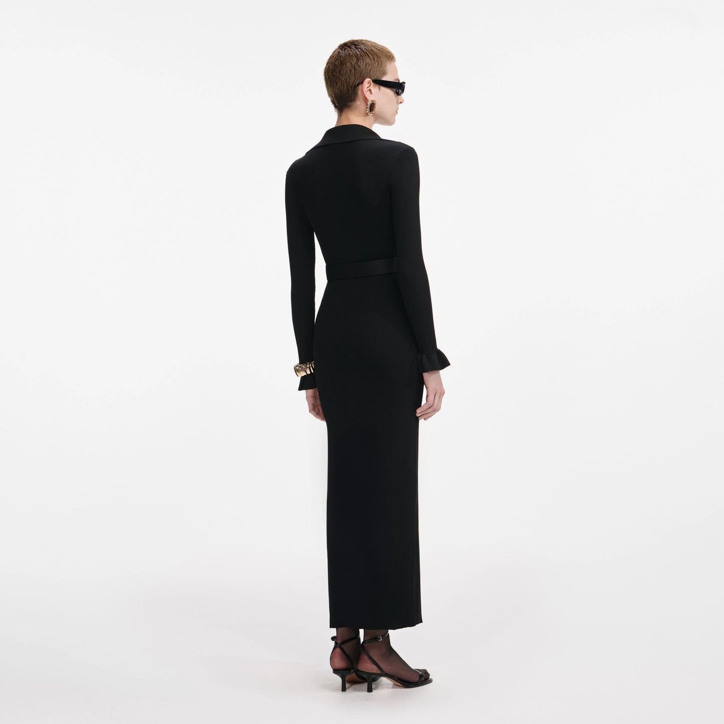 Black Ribbed Knit Maxi Dress