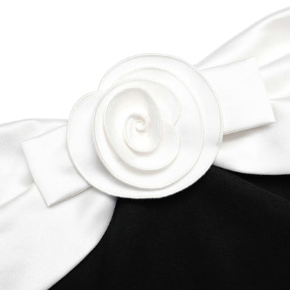 Black Crepe Flower Maxi Dress