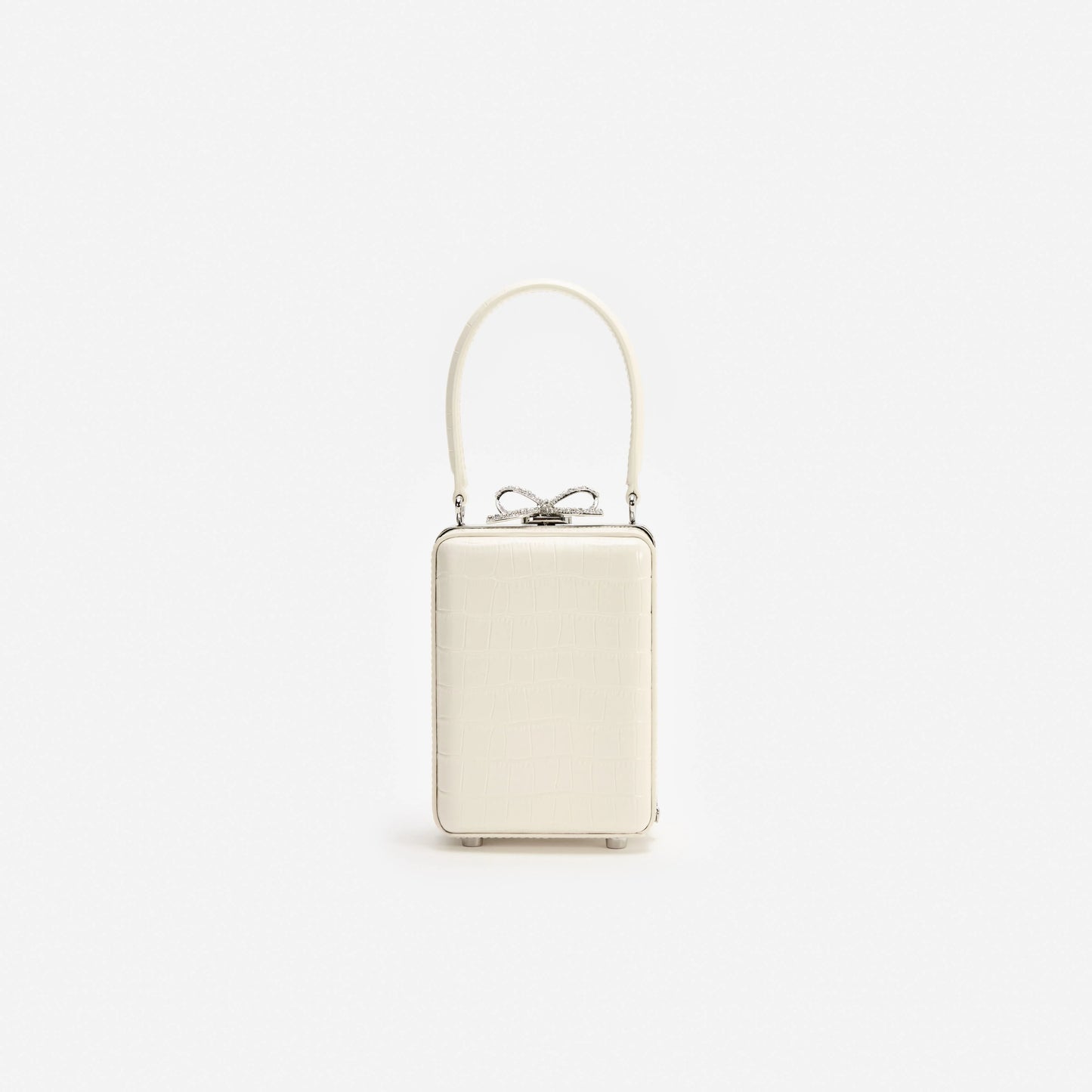 Cream Croc Leather Micro Bag