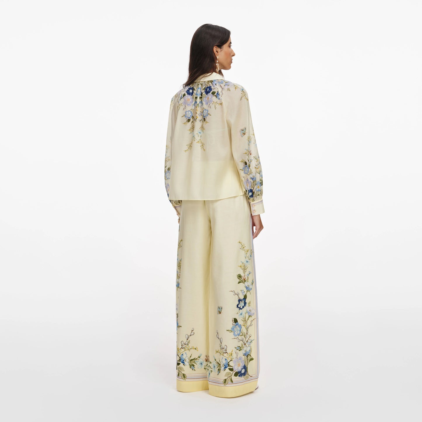 Yellow Floral Organza Trousers