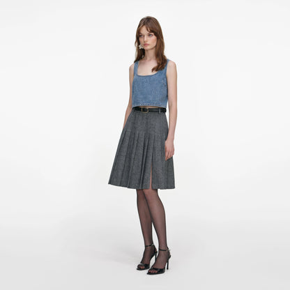 Rhinestone Denim Crop Top