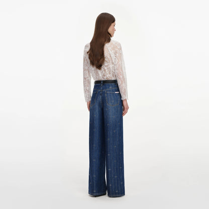 Rhinestone Stripe Denim Jeans