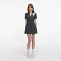 Grey Tailored Flower Detail Mini Dress