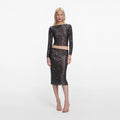 Gunmetal Rhinestone Midi Skirt