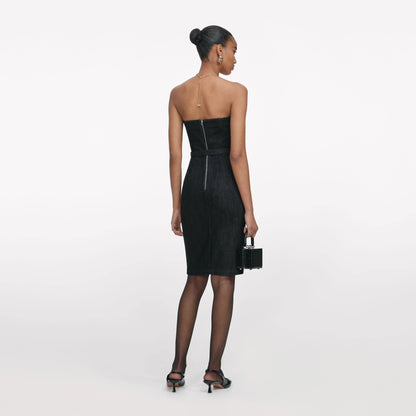 Black Denim Bandeau Midi Dress
