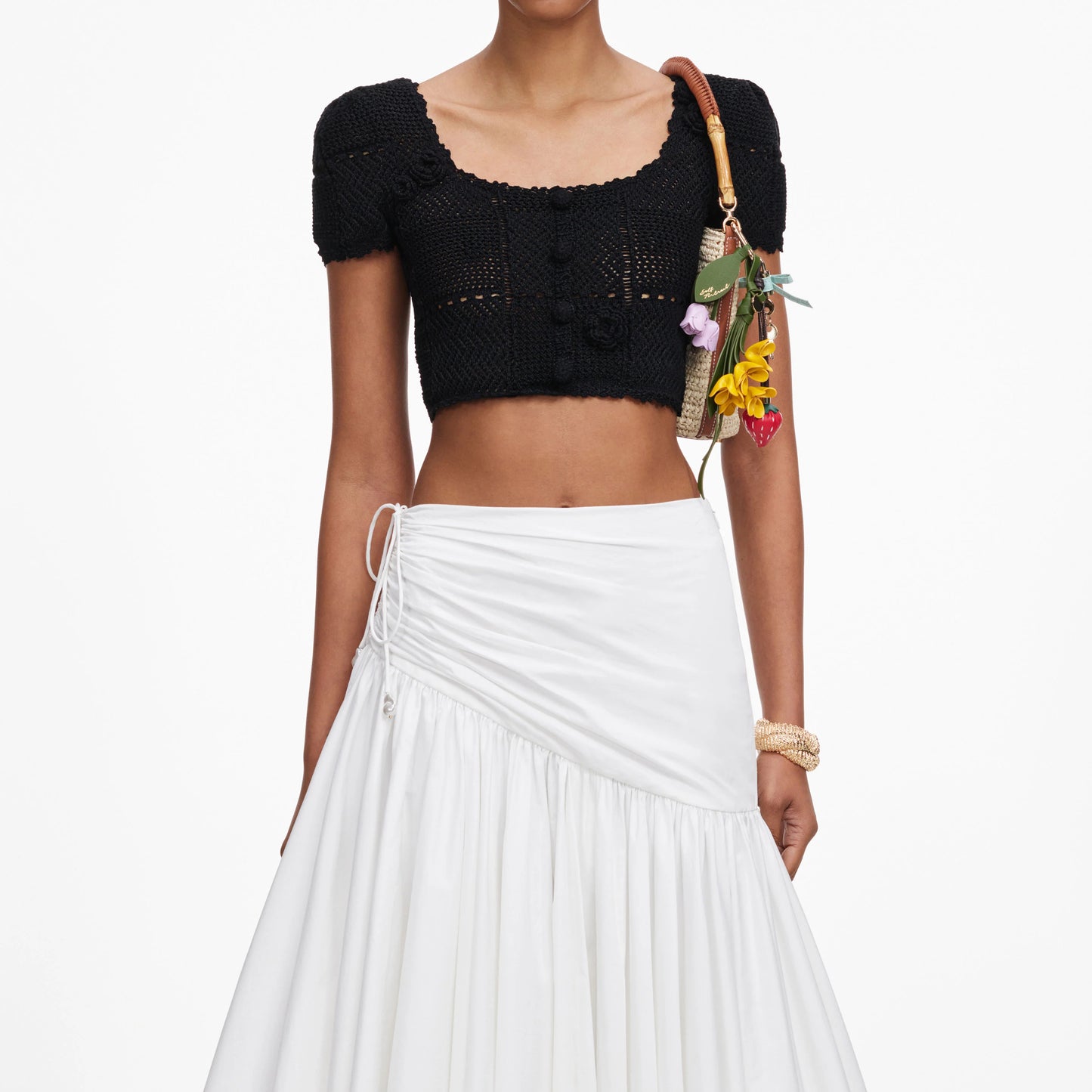 Black Crochet Knit Crop Top