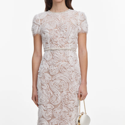 White Tulle Lace Maxi Dress