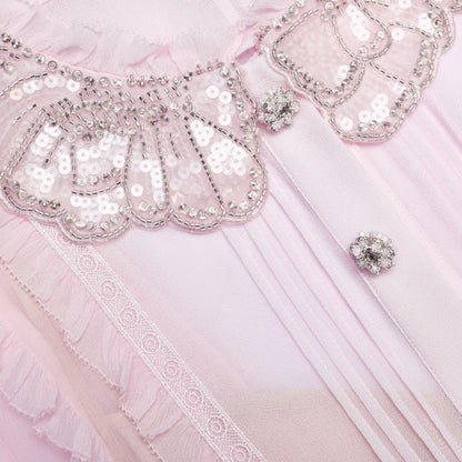 Pink Pleated Georgette Midi Dress