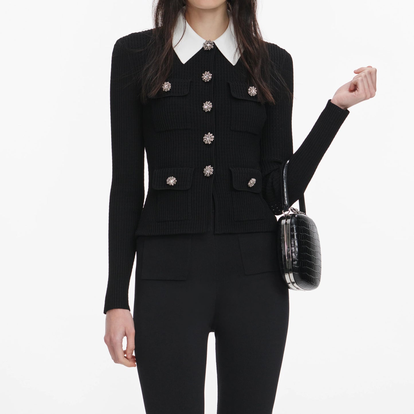 Black Tailored Knit Top
