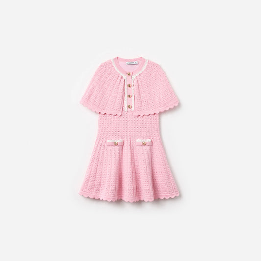 Pink Knitted Cape Dress