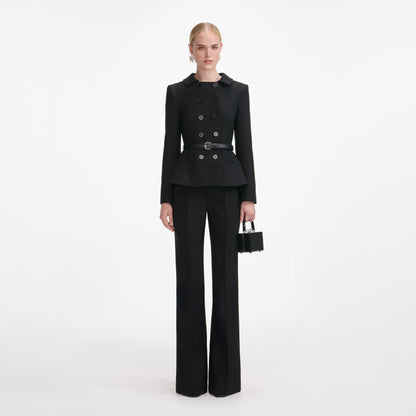 Black Wool Double Breasted Jumpsuit