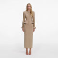 Gold Crystal Trim Knit Midi Dress