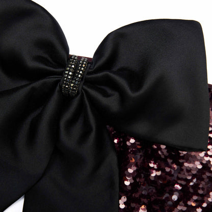 Brown Sequin Bow Maxi Dress
