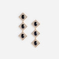Gold Crystal Black Tiered Earrings