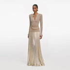 Gold Lurex Ribbed Knit Maxi Dress