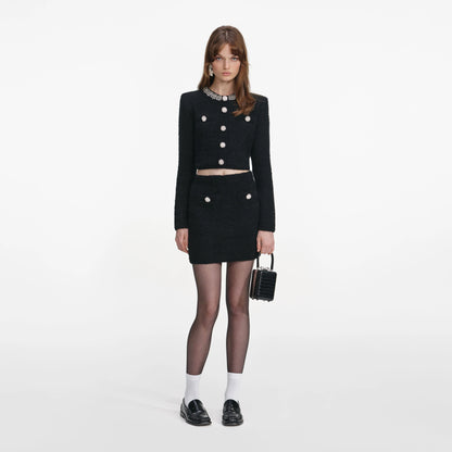 Black Knit Mini Skirt