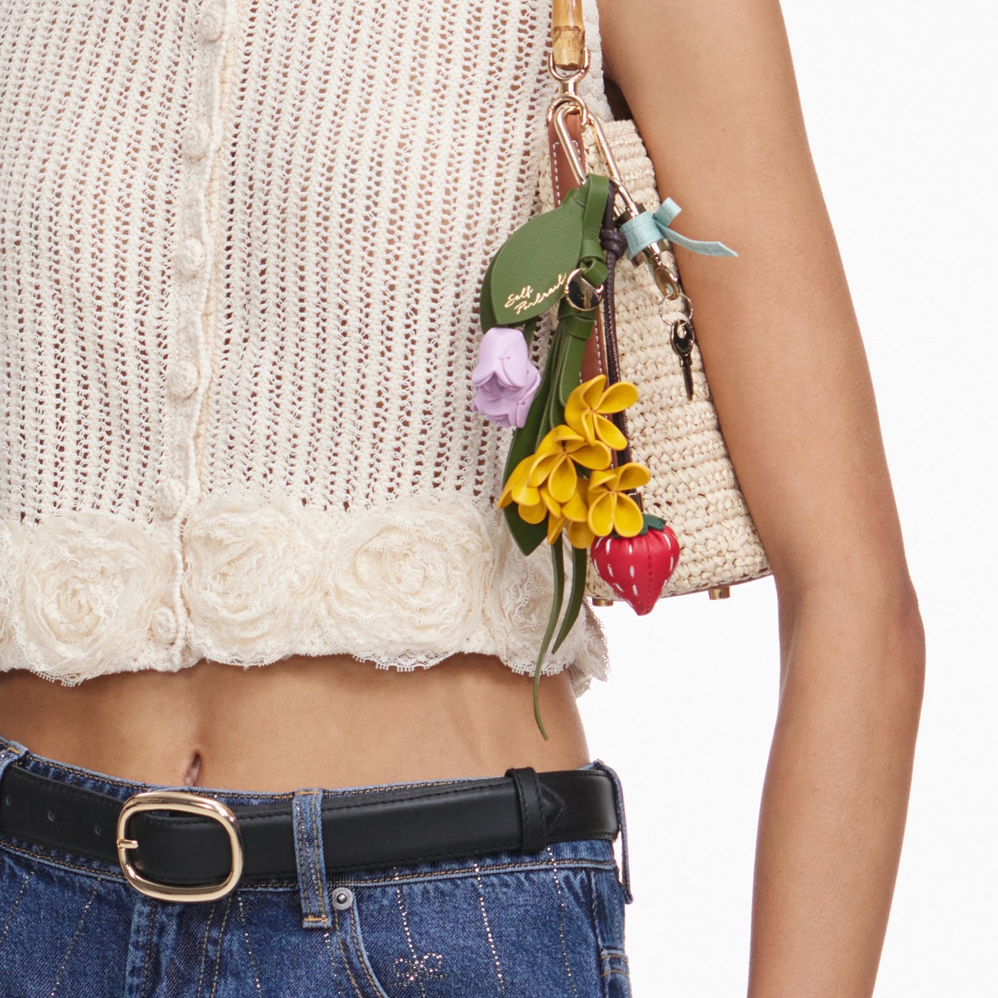 Cream Crochet Flower Knit Top