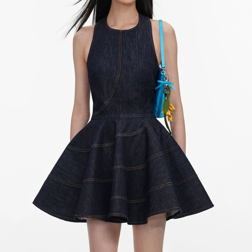 Indigo Denim Halterneck Mini Dress