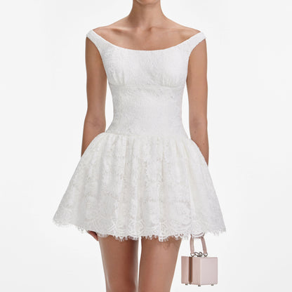White Floral Lace Mini Dress