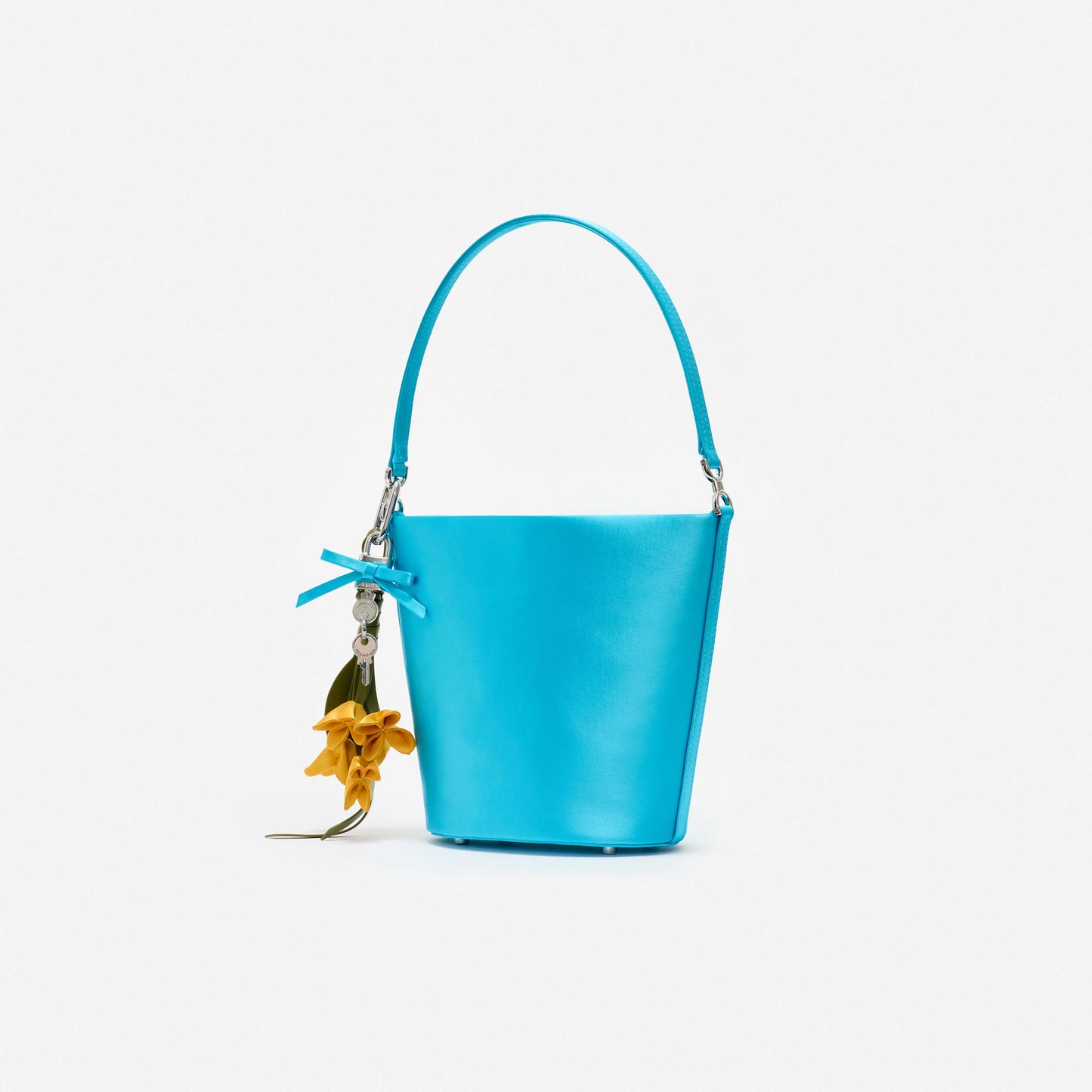 Blue Satin Bucket Bag